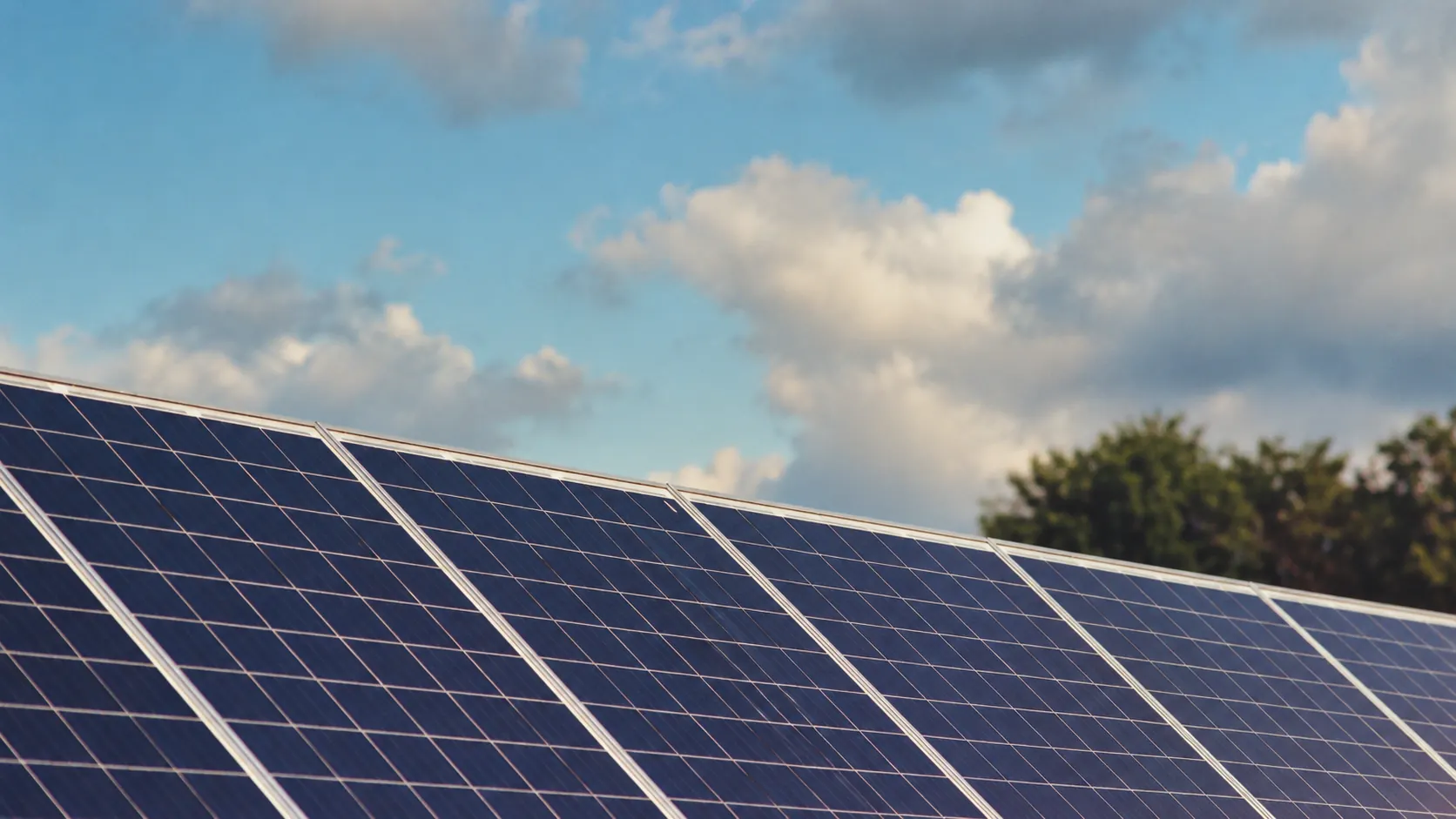 Solar panels under a clear sky
